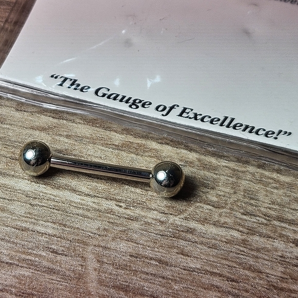 18k WHITE GOLD STRAIGHT BARBELL SIZE 1/2-14 - Picture 4 of 6